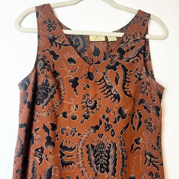 Limited America Vintage Midi Maxi Dress Floral Orange Gray Tan Sz 10 - Picture 2 of 10